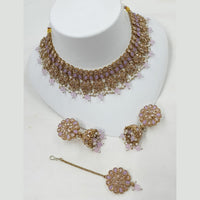 NAFJ Crystal And Pota Stone Beads Choker Necklace Set