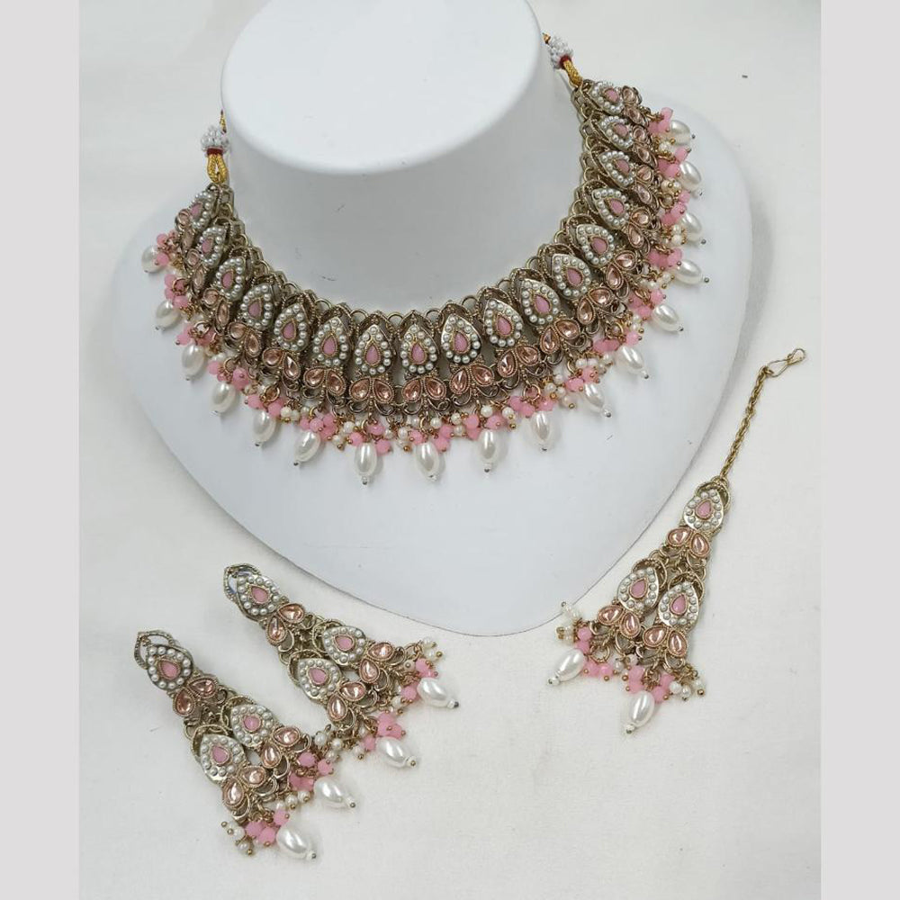 NAFJ Crystal Stone And Pearl Necklace Set Elegant Jewelery For All Festivals