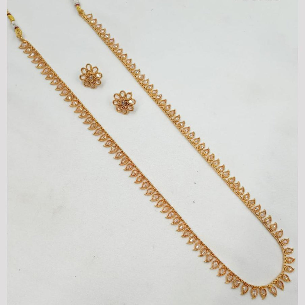 NAFJ Stylish Crystal Long Necklace Set For Evelated Outfits