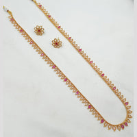 NAFJ Stylish Crystal Long Necklace Set For Evelated Outfits