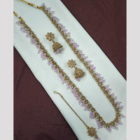 NAFJ Luxe Crystal And Pearl Long Necklace Set Elegant Sparklr For Every Ocssions