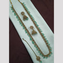 NAFJ Luxe Crystal And Pearl Long Necklace Set Elegant Sparklr For Every Ocssions