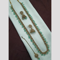 NAFJ Luxe Crystal And Pearl Long Necklace Set Elegant Sparklr For Every Ocssions