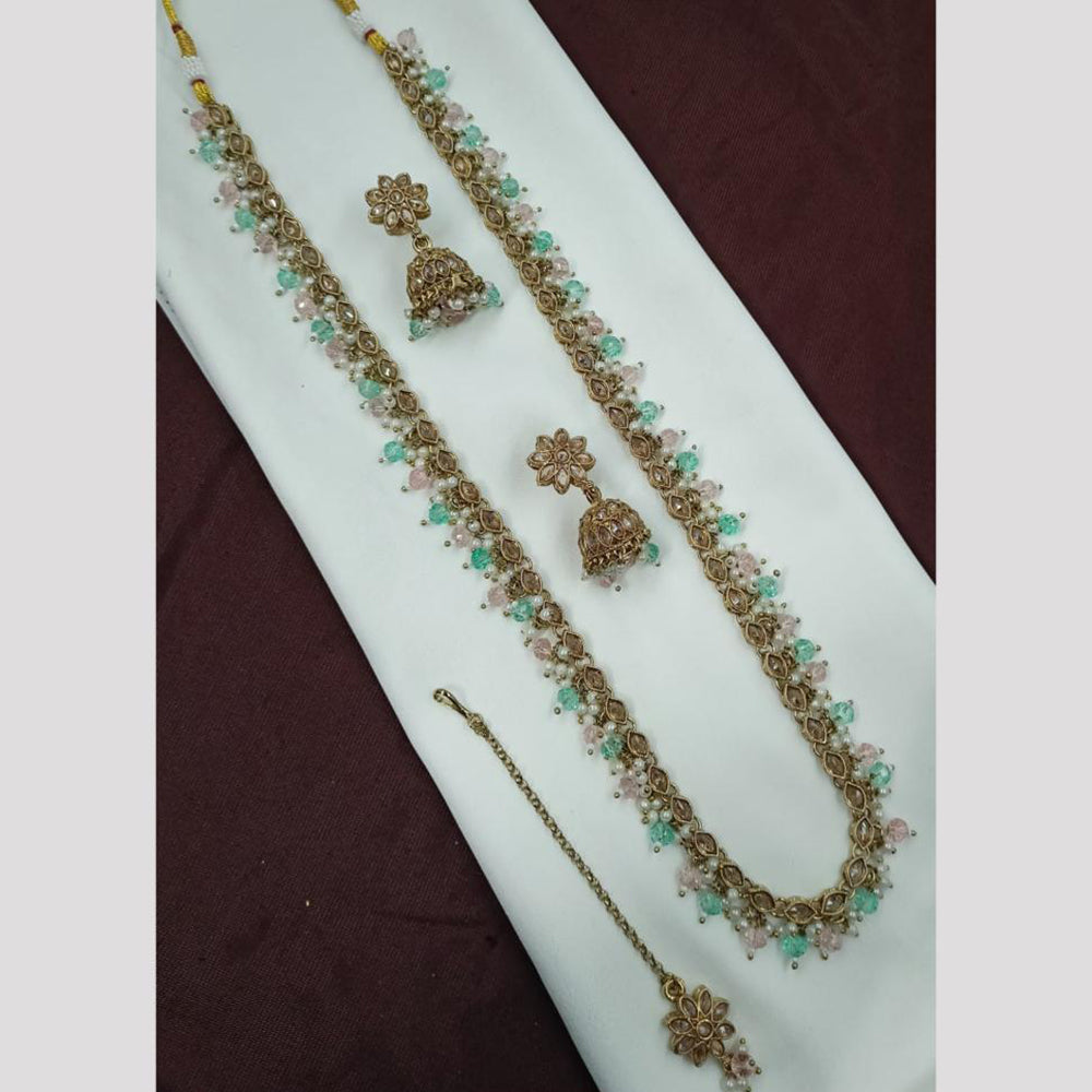 NAFJ Luxe Crystal And Pearl Long Necklace Set Elegant Sparklr For Every Ocssions