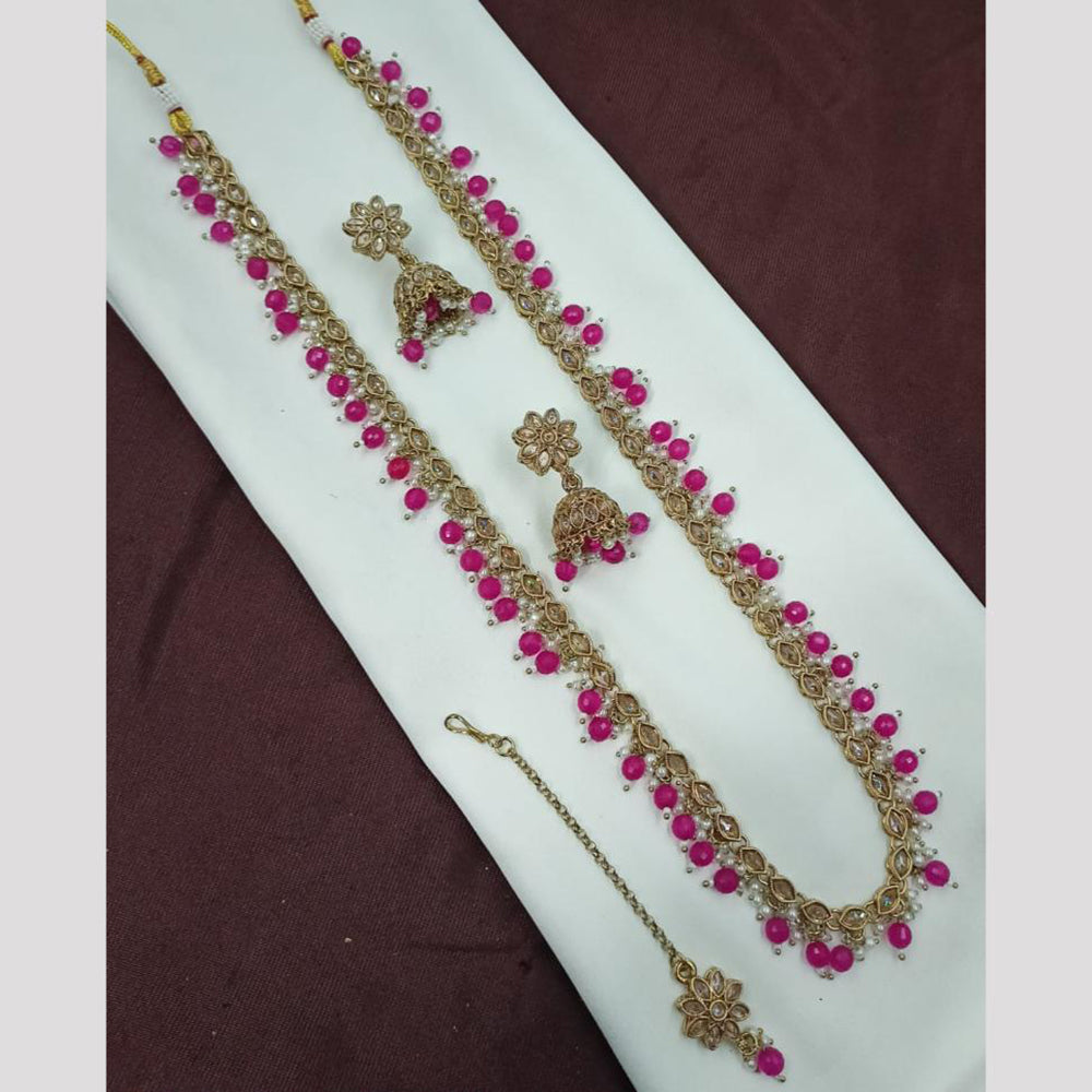 NAFJ Luxe Crystal And Pearl Long Necklace Set Elegant Sparklr For Every Ocssions