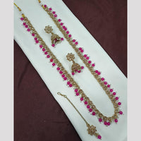 NAFJ Luxe Crystal And Pearl Long Necklace Set Elegant Sparklr For Every Ocssions