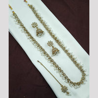 NAFJ Luxe Crystal And Pearl Long Necklace Set Elegant Sparklr For Every Ocssions