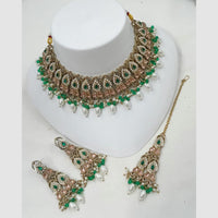 NAFJ Classic Crystal And Pearl Statement Choker Necklace Set