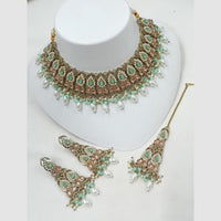 NAFJ Classic Crystal And Pearl Statement Choker Necklace Set