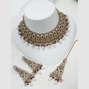 NAFJ Classic Crystal And Pearl Statement Choker Necklace Set