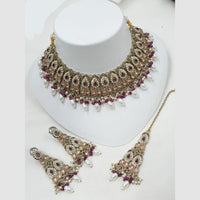 NAFJ Classic Crystal And Pearl Statement Choker Necklace Set