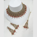 NAFJ Classic Crystal And Pearl Statement Choker Necklace Set
