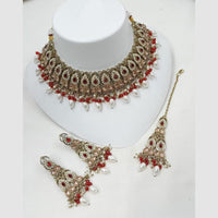 NAFJ Classic Crystal And Pearl Statement Choker Necklace Set