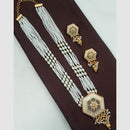 NAFJ Heritage Style Kundan And Pearls Meenakari Long Necklace Set