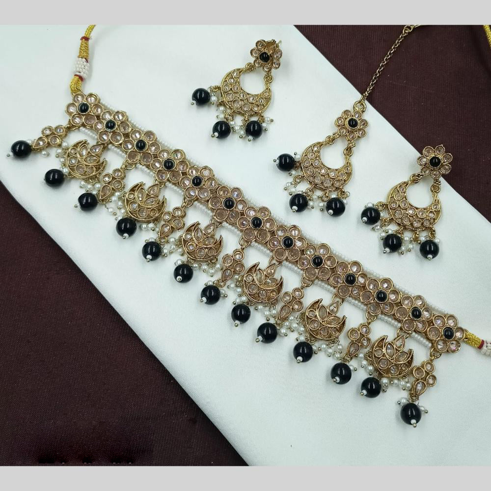 NAFJ Crystal Stone Pearl  And Beads Necklace Set