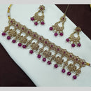 NAFJ Crystal Stone Pearl  And Beads Necklace Set