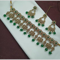 NAFJ Crystal Stone Pearl  And Beads Necklace Set