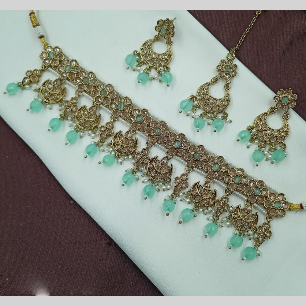 NAFJ Crystal Stone Pearl  And Beads Necklace Set