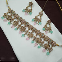 NAFJ Crystal Stone Pearl  And Beads Necklace Set