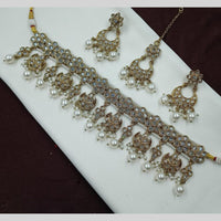 NAFJ Crystal Stone Pearl  And Beads Necklace Set
