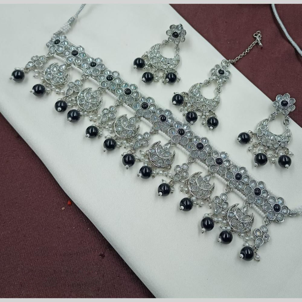 NAFJ Crystal Stone Pearl  And Beads Necklace Set