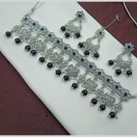 NAFJ Crystal Stone Pearl  And Beads Necklace Set
