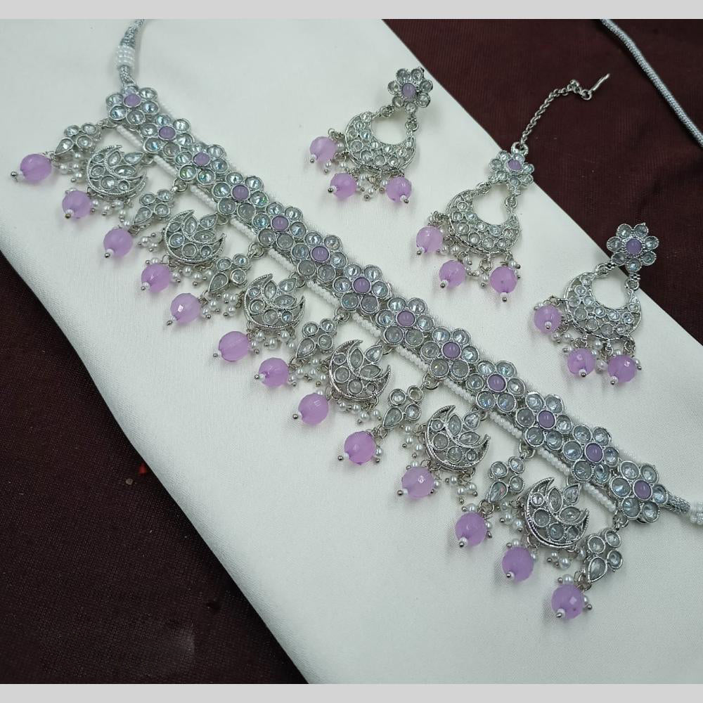 NAFJ Crystal Stone Pearl  And Beads Necklace Set