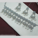 NAFJ Crystal Stone Pearl  And Beads Necklace Set