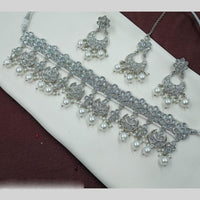 NAFJ Crystal Stone Pearl  And Beads Necklace Set