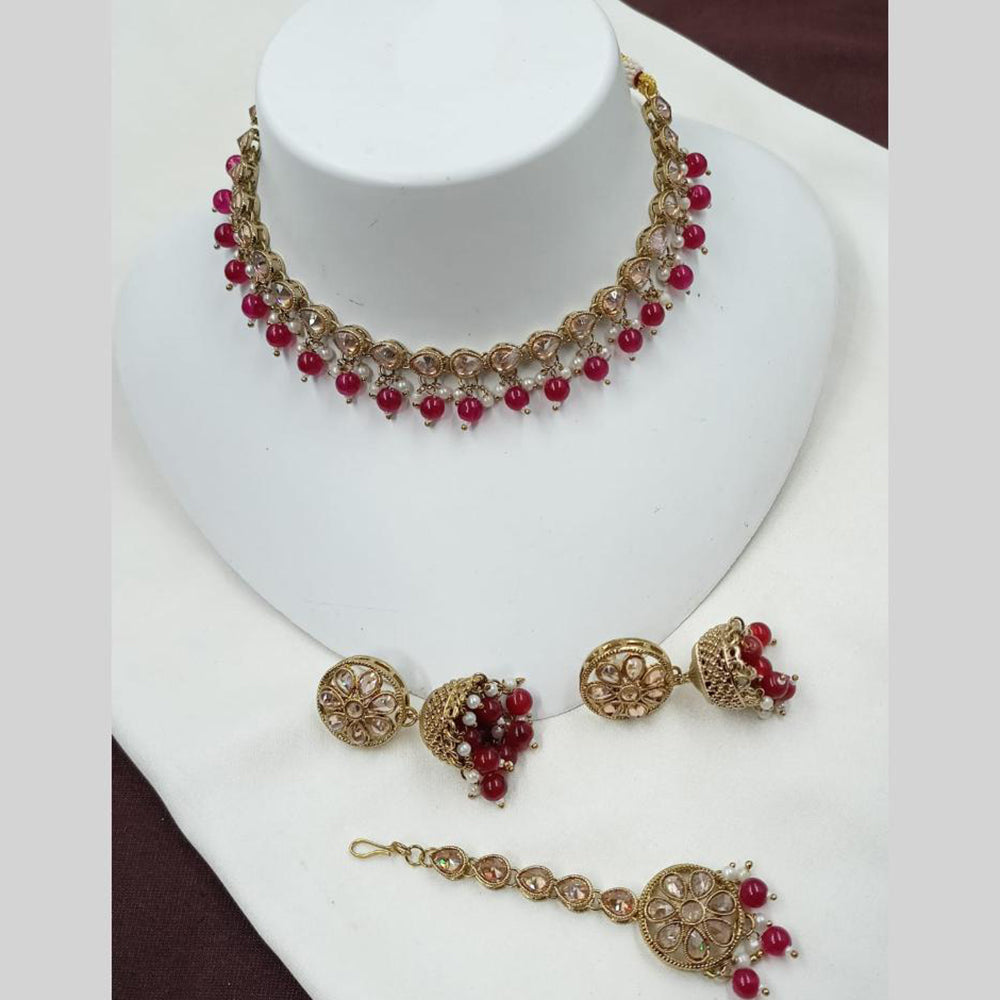 NAFJ Elegant Crystal Pearl Necklace Set Perfectly Polished Look
