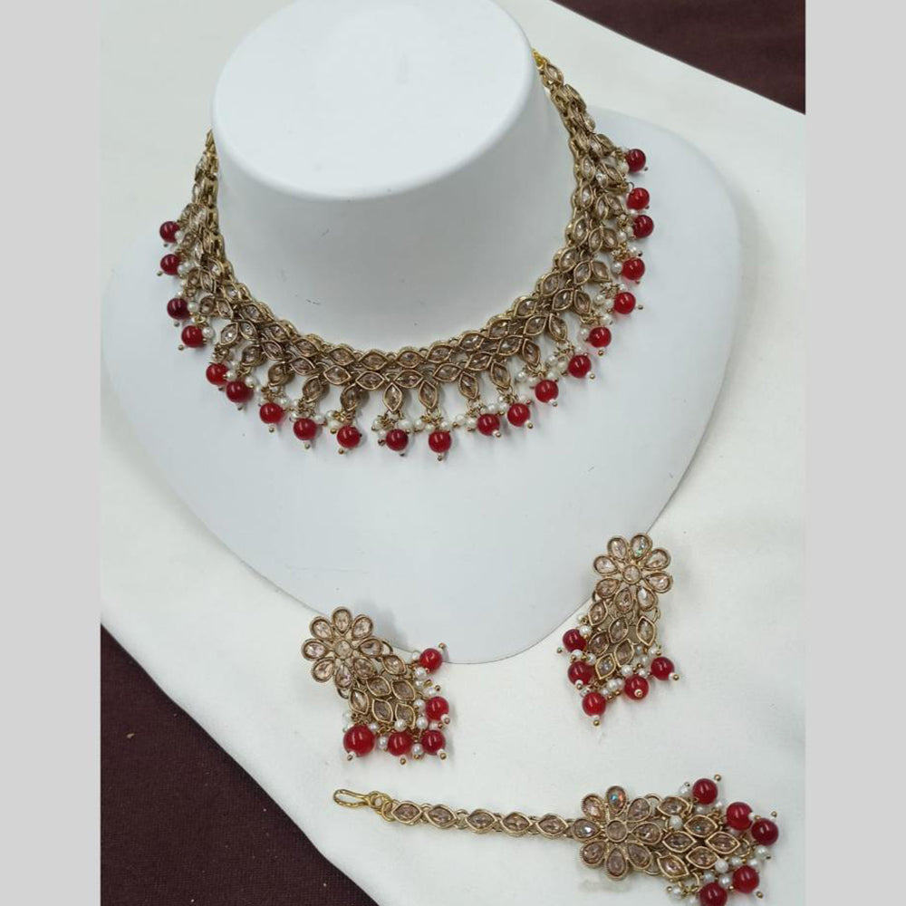 NAFJ Elegant Crystal Pearl Necklace Set Perfectly Polished Look