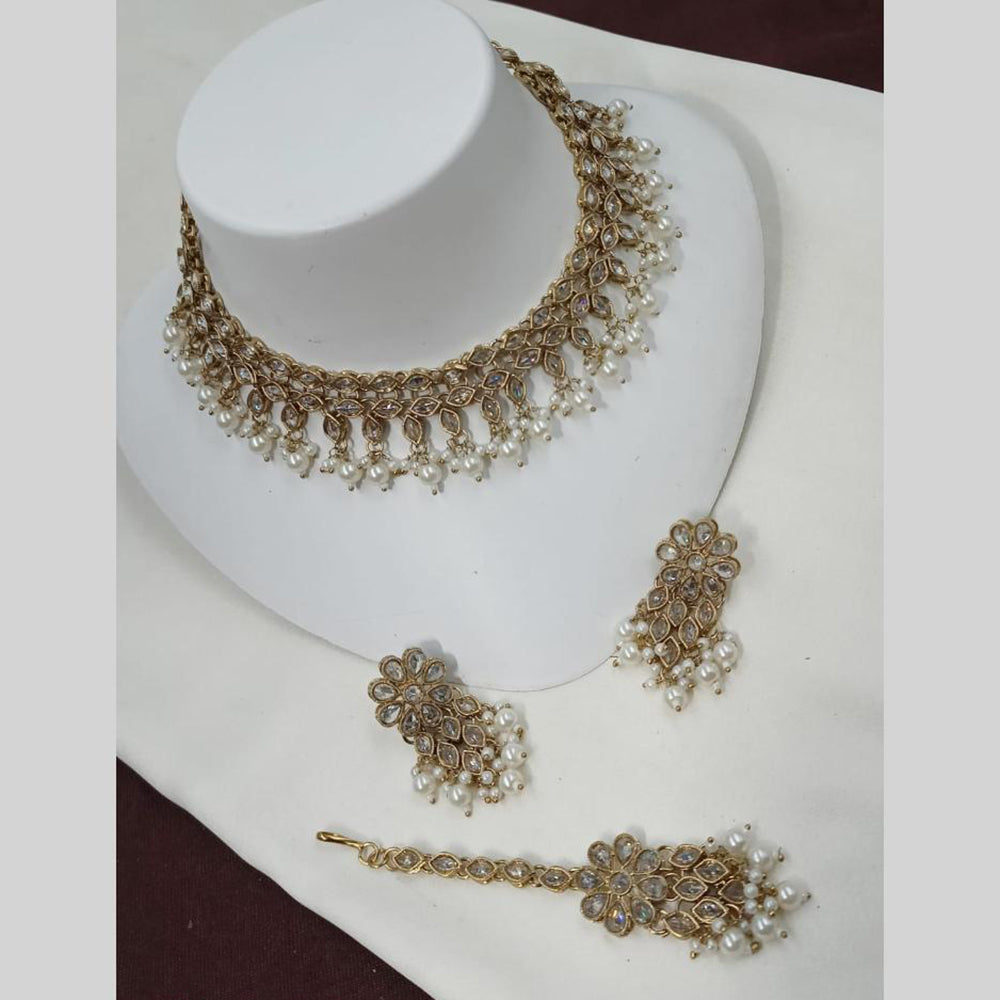 NAFJ Elegant Crystal Pearl Necklace Set Perfectly Polished Look