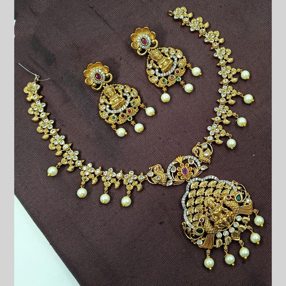 NAFJ Antique Polish Pearl Pota And Austrian Stone Necklace Set