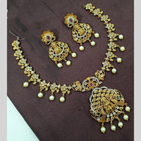 NAFJ Antique Polish Pearl Pota And Austrian Stone Necklace Set 