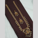 NAFJ Antique Polish Pearl Pota And Austrian Stone Long Necklace Set 