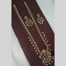 NAFJ Antique Polish Pearl Pota And Austrian Stone Long Necklace Set 
