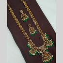 NAFJ Antique Polish Pearl Pota And Austrian Stone Temple Long Necklace Set 