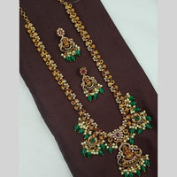 NAFJ Antique Polish Pearl Pota And Austrian Stone Temple Long Necklace Set 