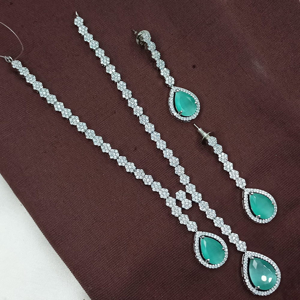 NAFJ  Long Necklace Set Sparkling American Diamond Elegance
