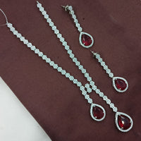 NAFJ  Long Necklace Set Sparkling American Diamond Elegance