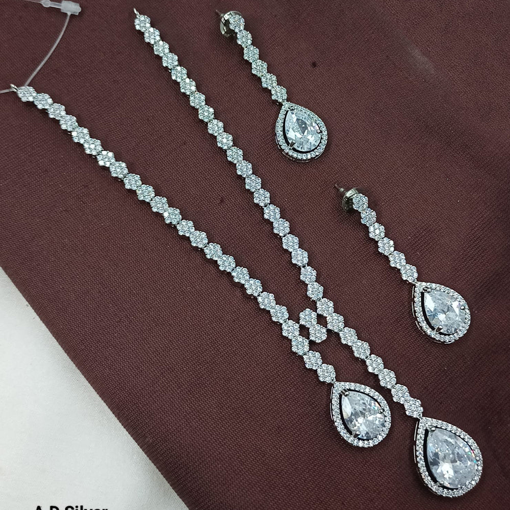 NAFJ  Long Necklace Set Sparkling American Diamond Elegance