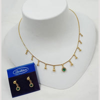NAFJ Trendy Pota Stone And Austrian Stone Fashion Necklace Set
