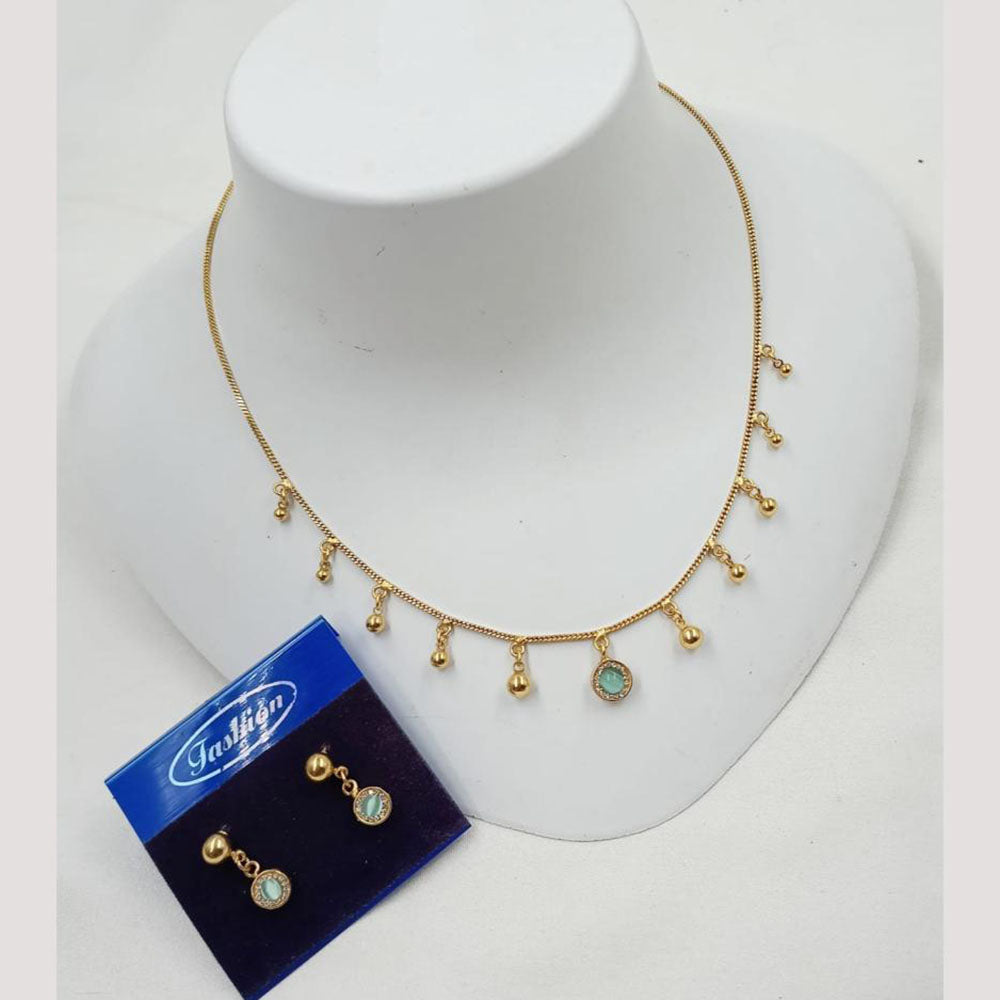 NAFJ Trendy Pota Stone And Austrian Stone Fashion Necklace Set