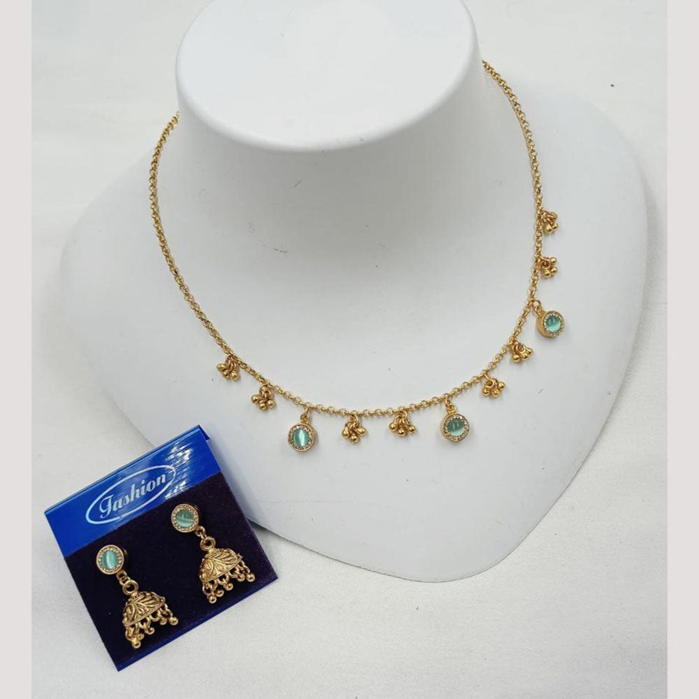 NAFJ Trendy Pota Stone And Austrian Stone Fashion Necklace Set
