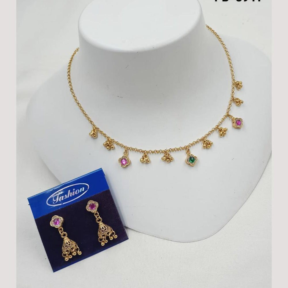 NAFJ Trendy Pota Stone And Austrian Stone Fashion Necklace Set