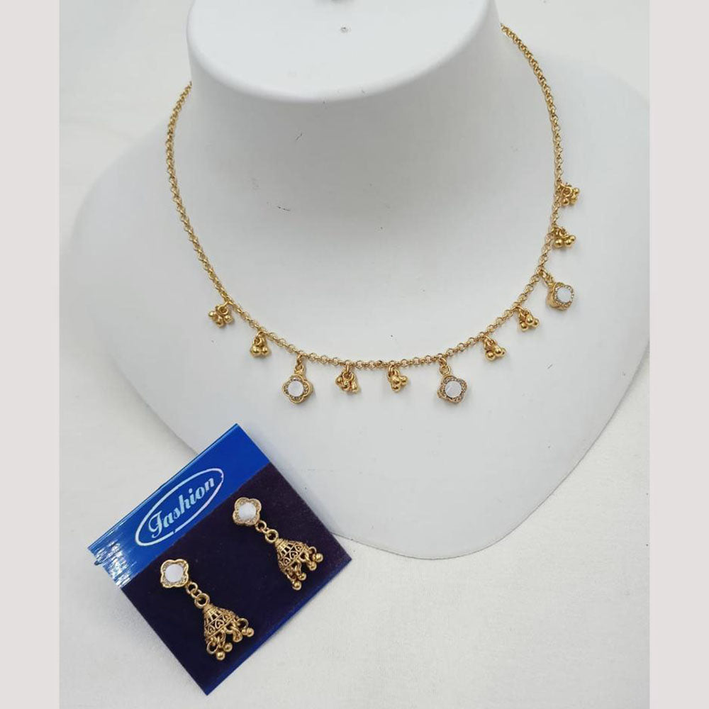 NAFJ Trendy Pota Stone And Austrian Stone Fashion Necklace Set
