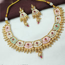 NAFJ Luxury Pota Stone And Meenakari Finish Necklace Set