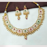 NAFJ Luxury Pota Stone And Meenakari Finish Necklace Set