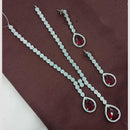 NAFJ Rhodium Plated Luxury Sparkle Austrian Stone Long Necklace Set
