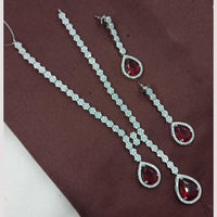 NAFJ Rhodium Plated Luxury Sparkle Austrian Stone Long Necklace Set